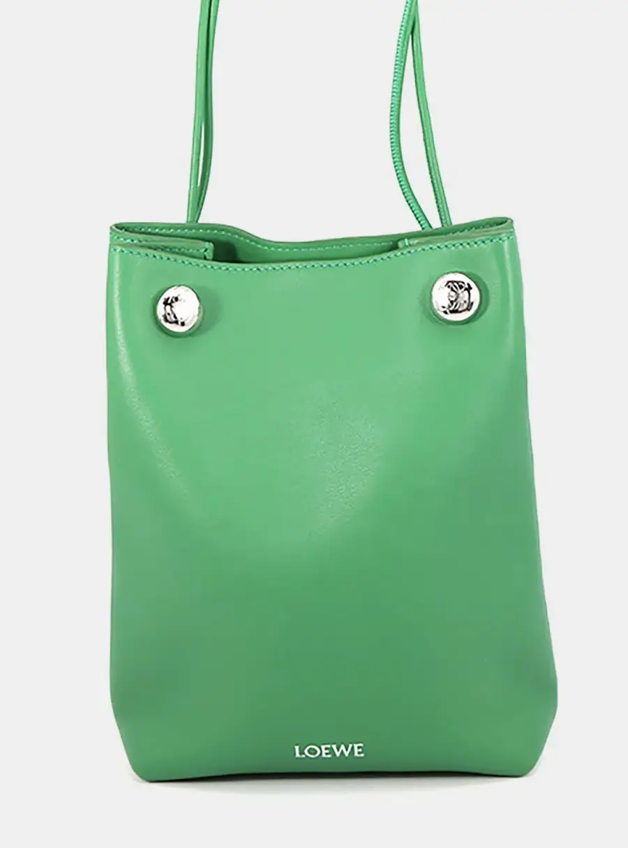 Loewe Pebble Pouch Mini Green Smooth Calfskin Leather Shoulder Bag