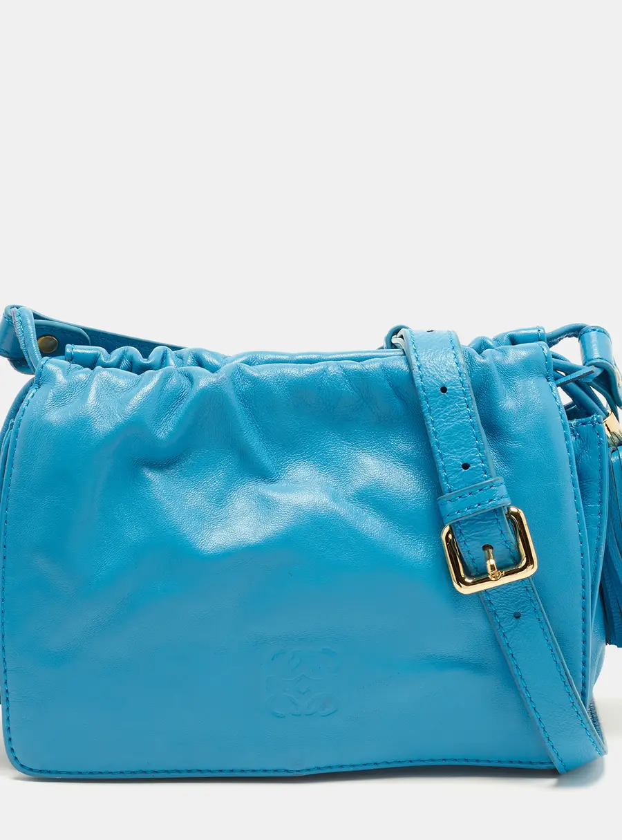 Loewe Flamenco Blue Leather Crossbody Bag