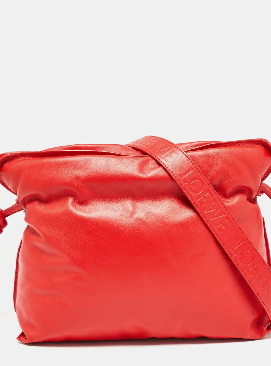 Loewe Red Leather Medium Flamenco Clutch Bag
