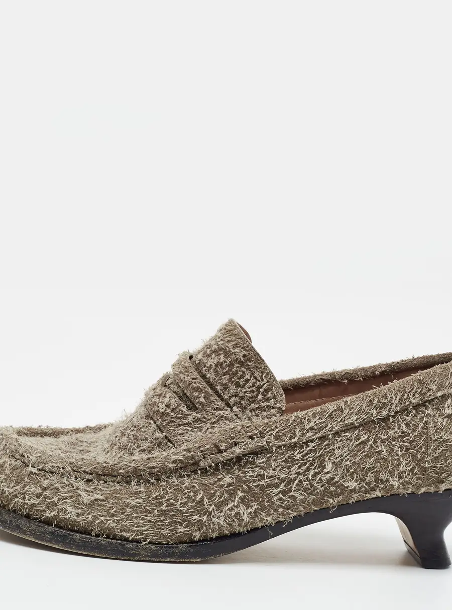 Loewe Terra Size 38 Brown Suede Block Heel loafer Pumps