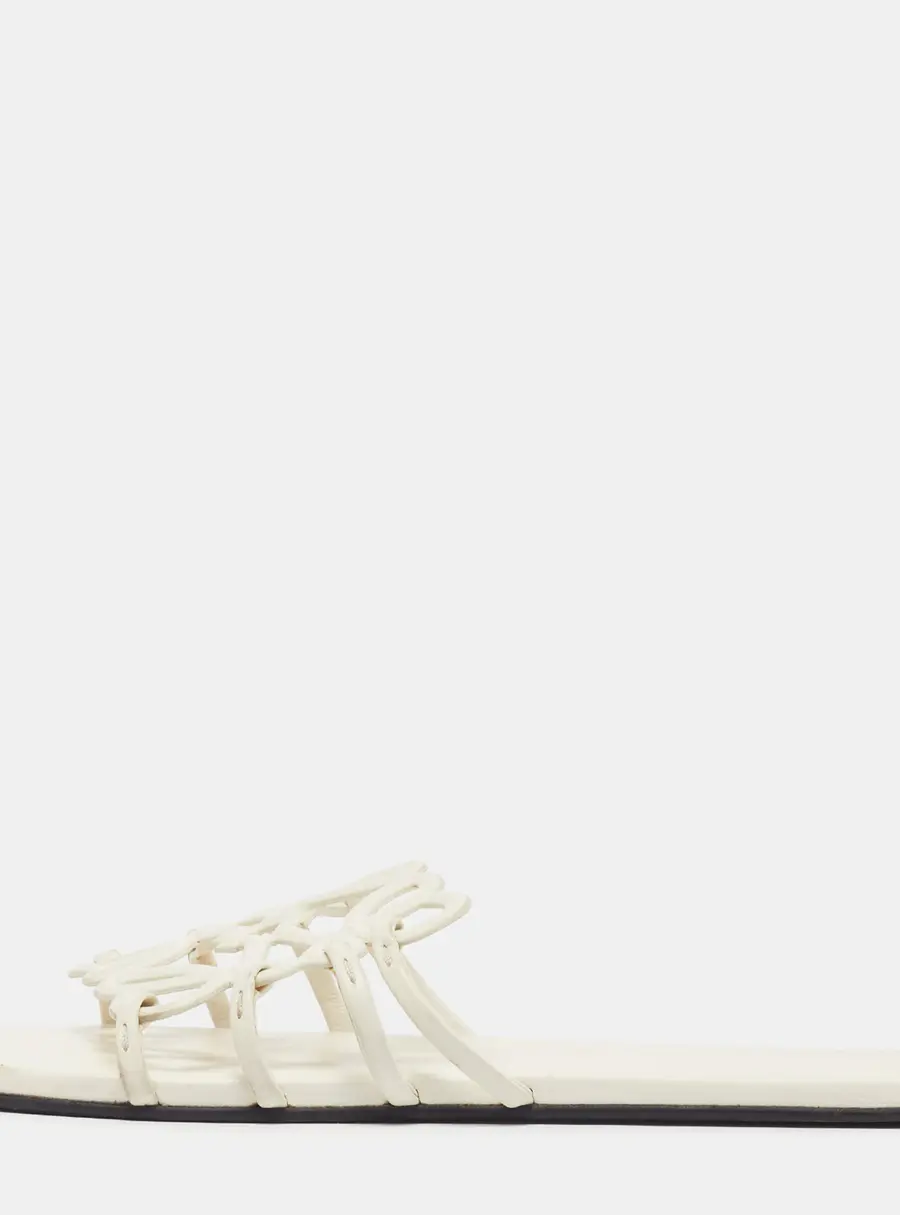 Loewe Petal Anagram Size 41 Off White Leather Flat Slide