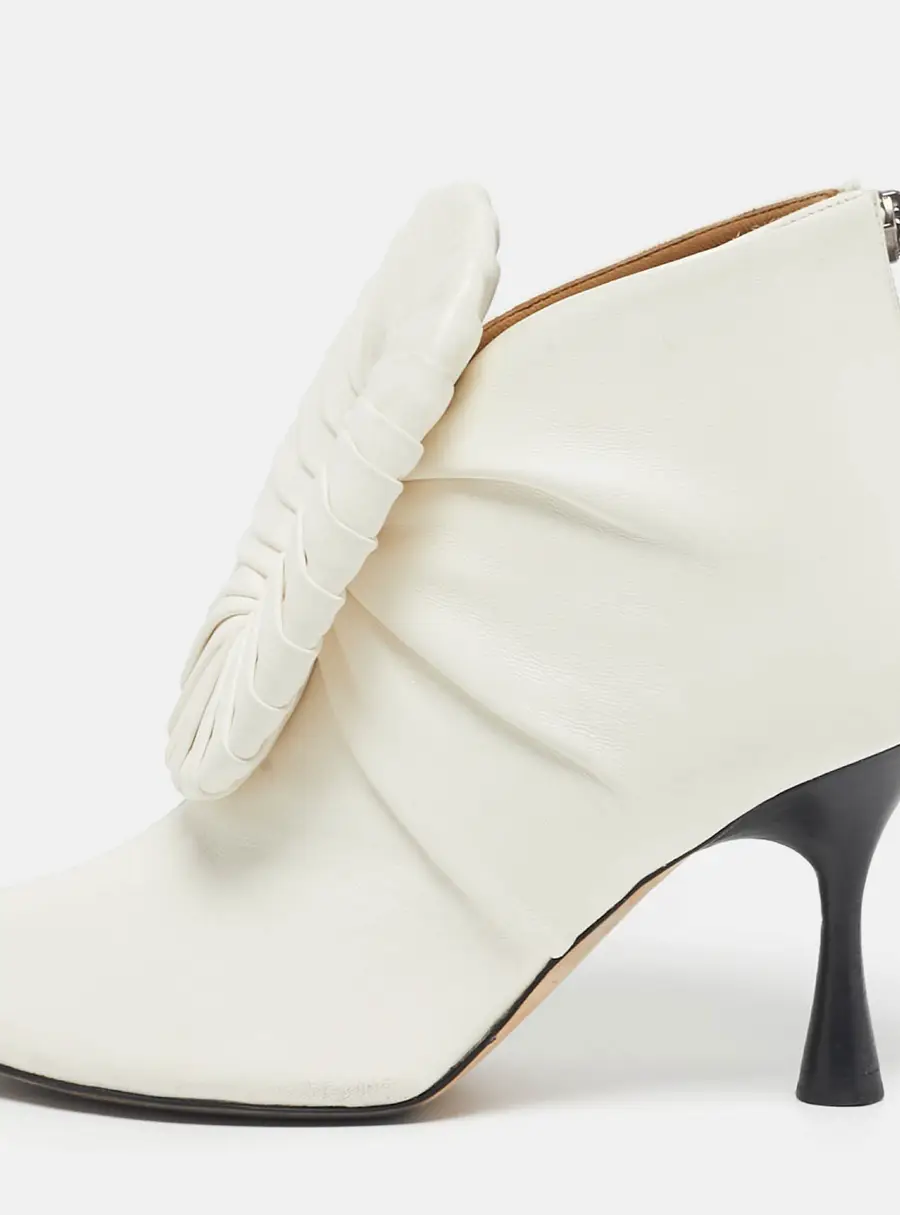 Loewe Pleated Buckle Size 36 White Leather Booties