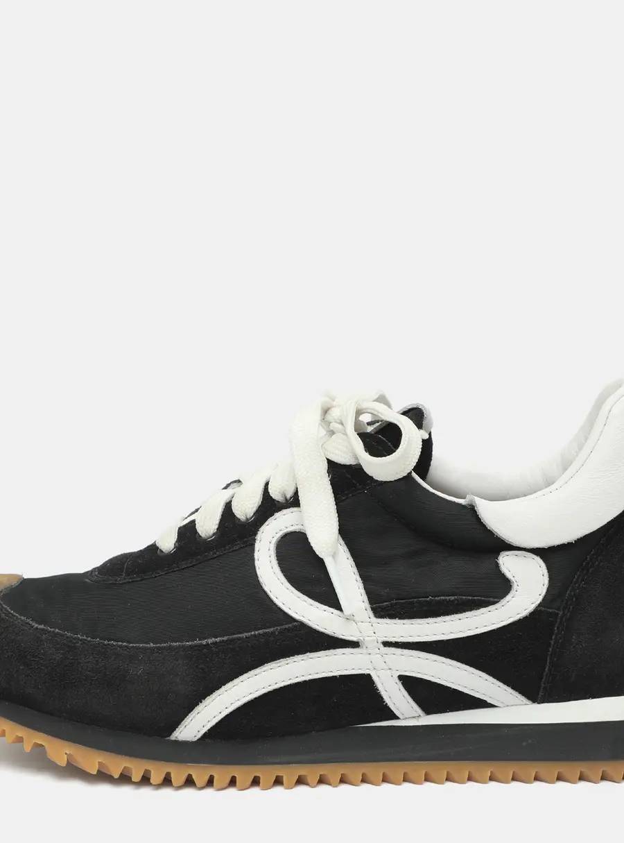 Loewe Flow Runner Size 39 Black Nylon and Suede Low Top Sneakers