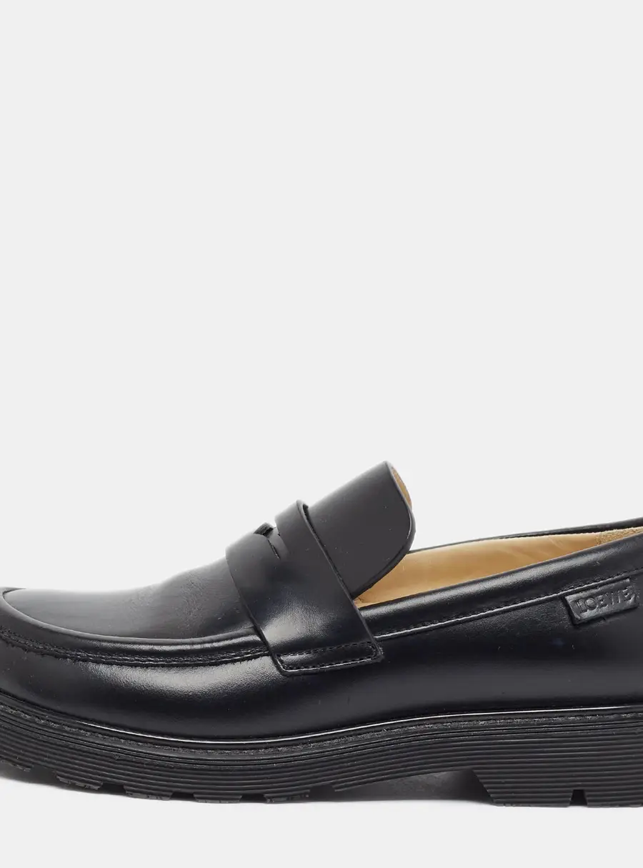 Loewe Blaze Size 37 Black Leather Penny Loafers