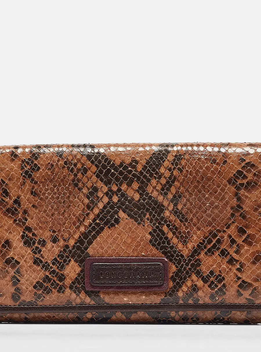 Longchamp Multicolor Snakeskin Embossed Leather Continental Wallet