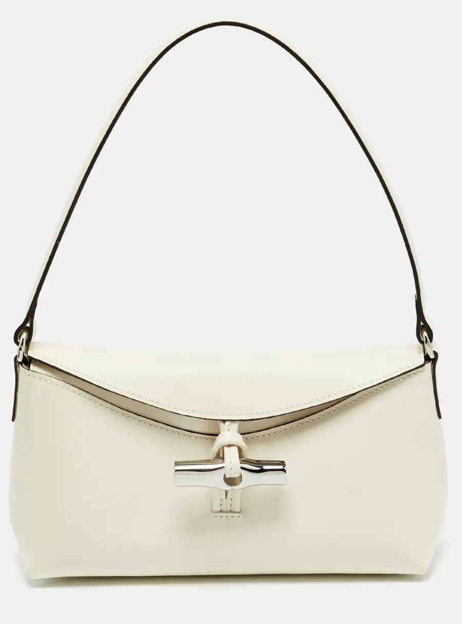 Longchamp Le Roseau Small Off White Leather Hobo