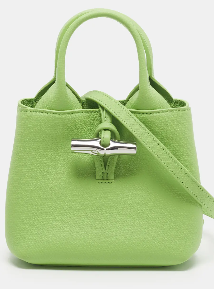 Longchamp Le Roseau XS Green Leather Tote