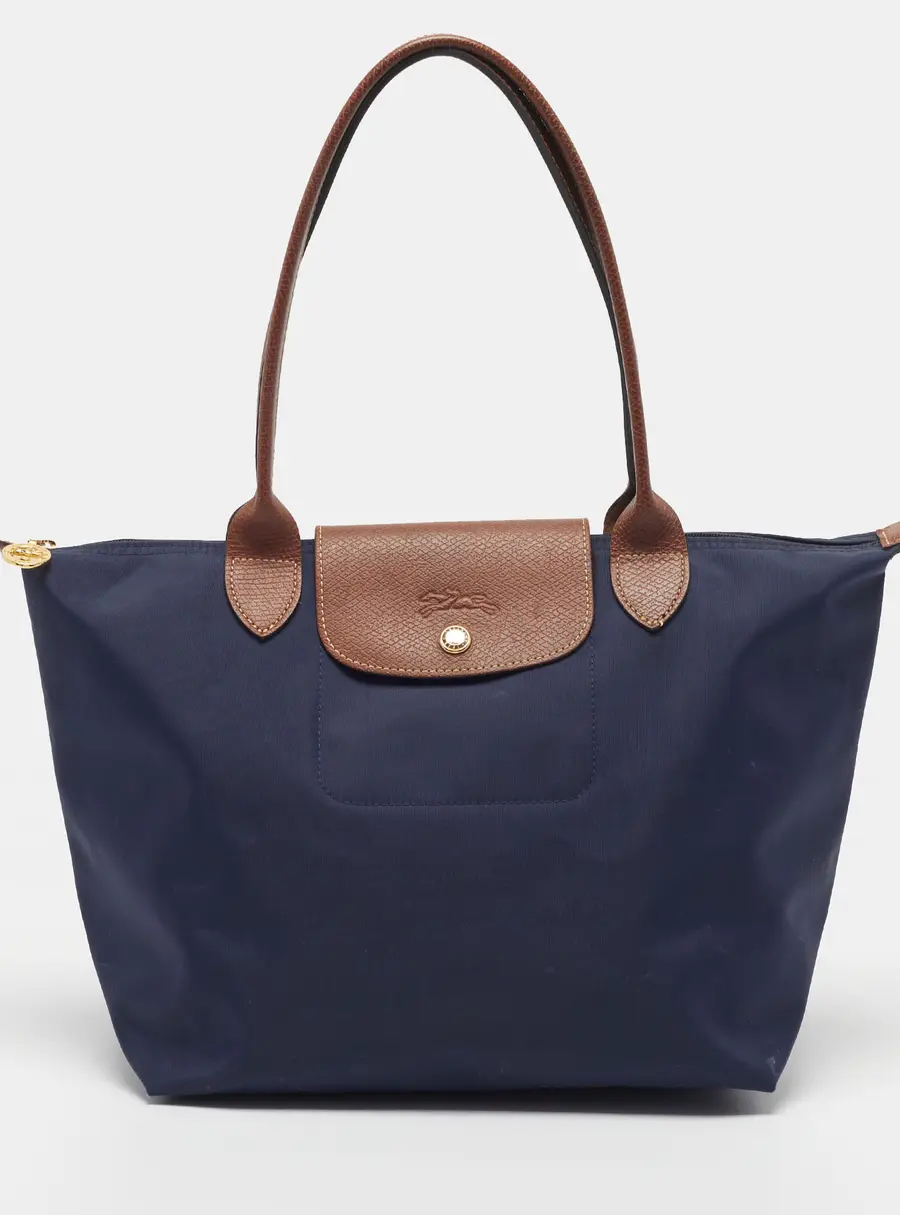 Longchamp Le Pliage Medium Nylon and Leather Tote