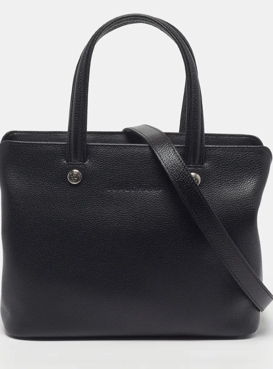 Longchamp Le Foulonne Black Leather Satchel