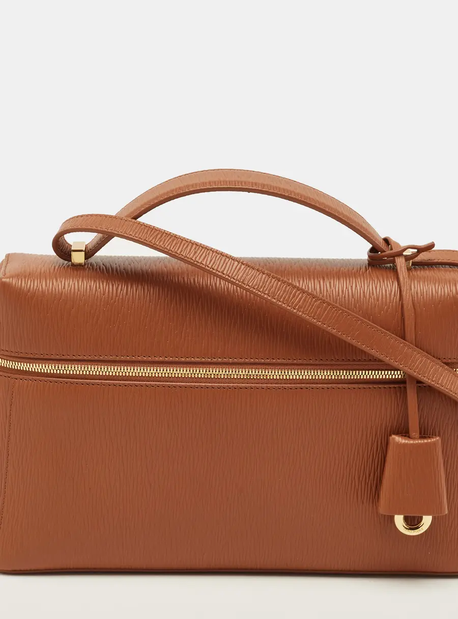 Loro Piana Extra Bag L27 Tan Zibeline Leather Shoulder Bag