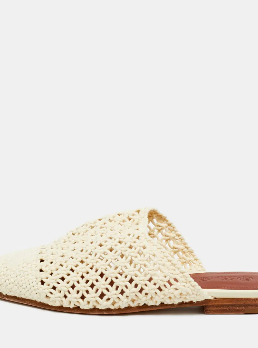 Loro Piana Size 35.5 Cream Crochet Mules