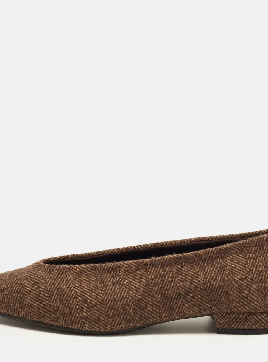 Loro Piana Rebecca Size 36 Brown Chevron Wool Ballet Flats