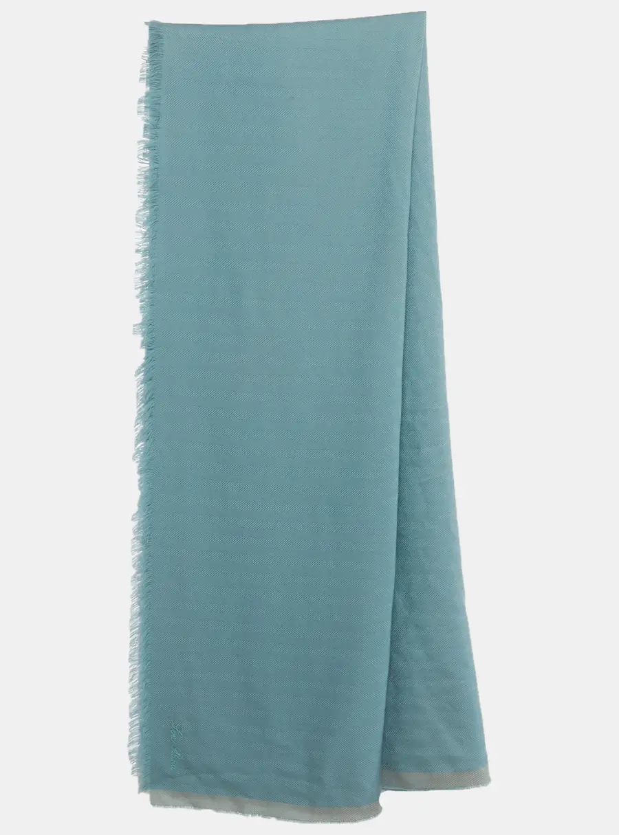 Loro Piana Turquoise Stripe Pattern Wool Scarf