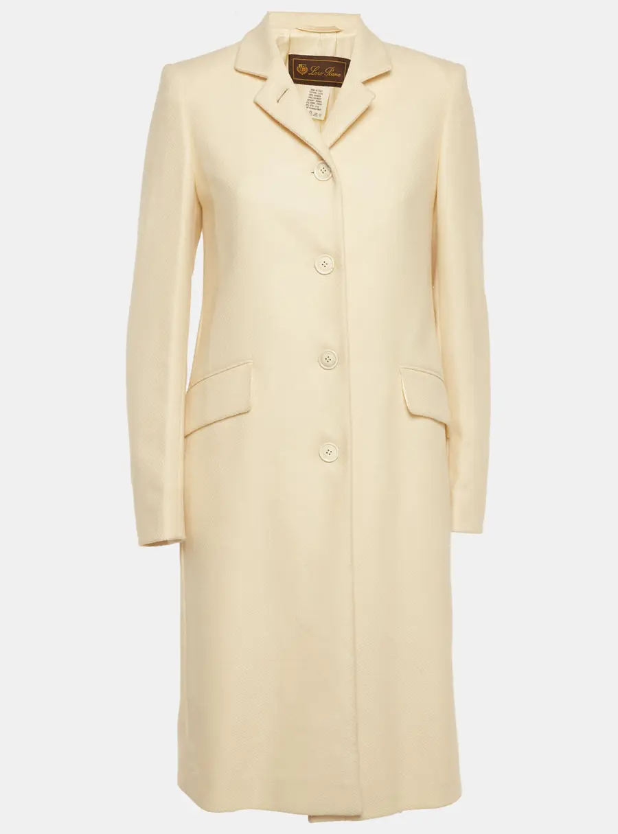 Loro Piana Vintage Cream Textured Cashmere Coat M