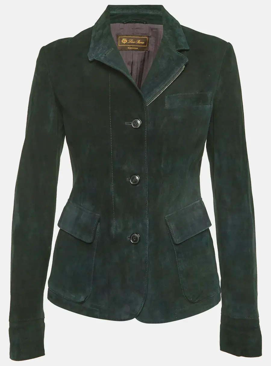 Loro Piana Blue Suede Zip-Up Jacket M