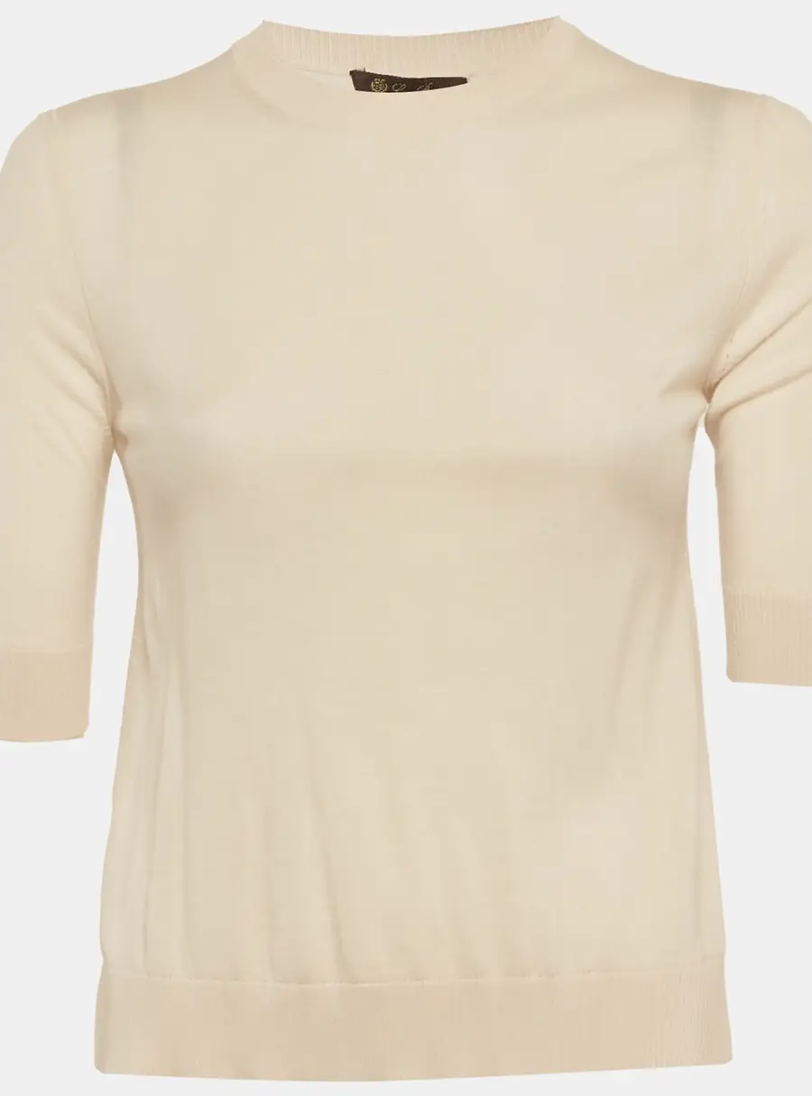Loro Piana Beige Cashmere Knit Top S