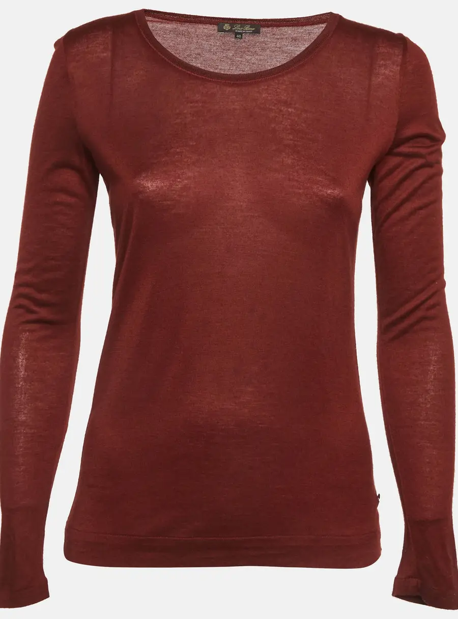 Loro Piana Red Jersey Crew Neck Top S