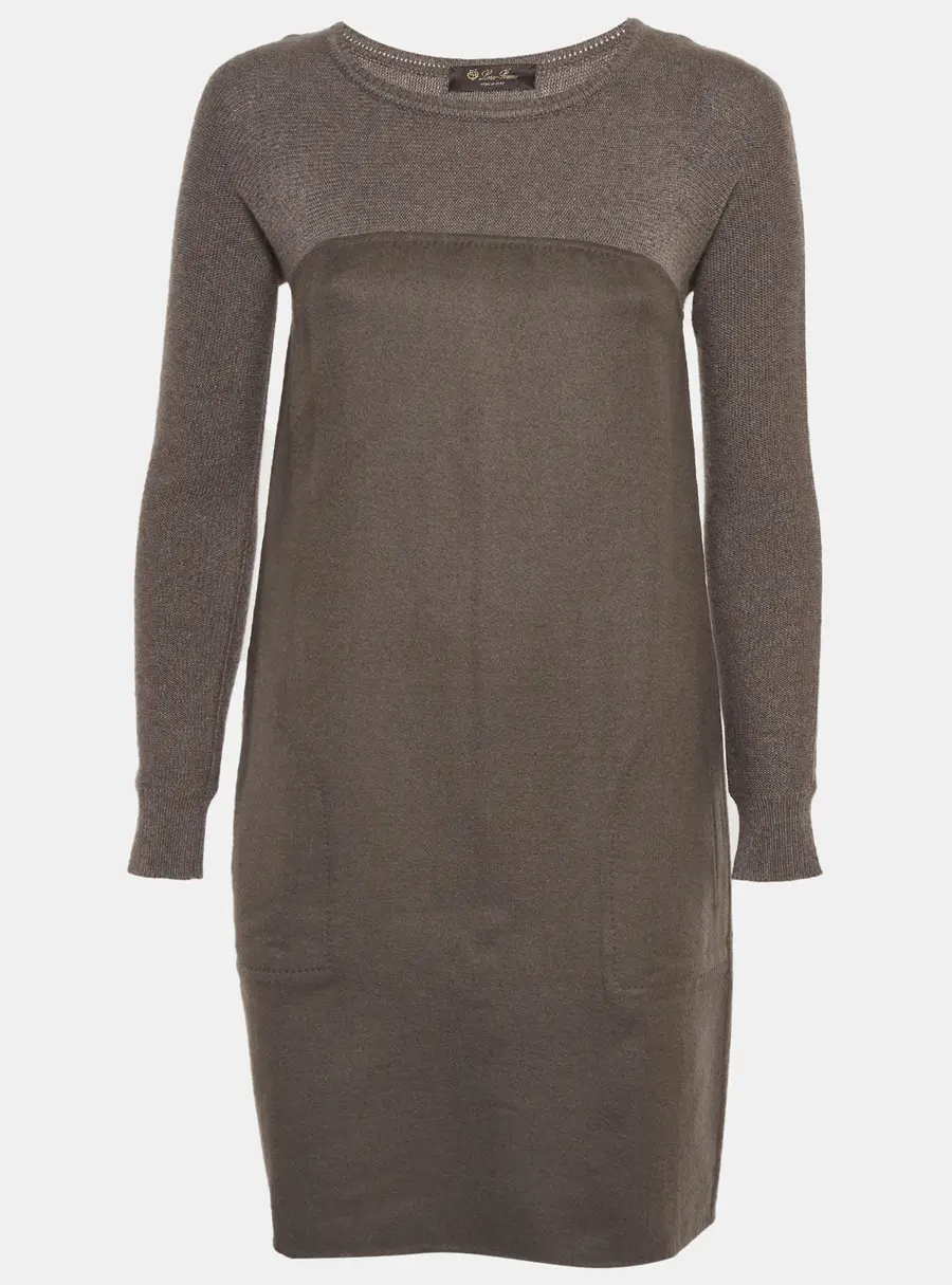 Loro Piana Grey Knit and Felt Short Dress S