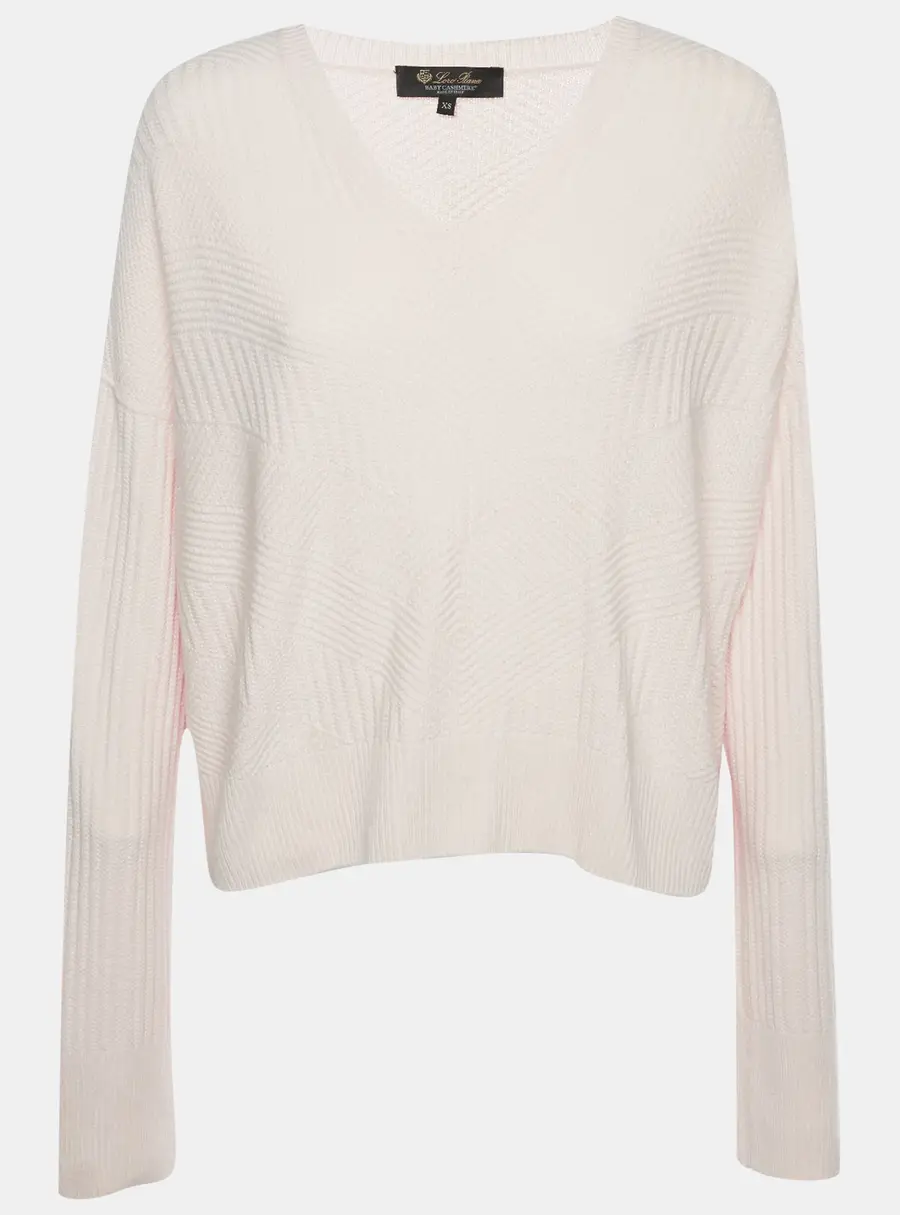 Loro Piana Pink Patterned Baby Cashmere Knit Sweater XS