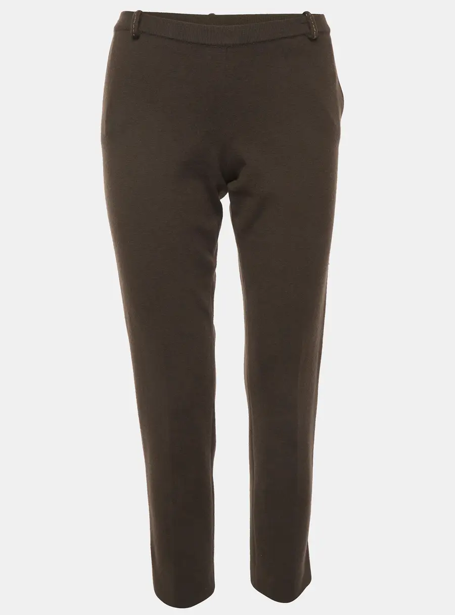 Loro Piana Brown Stretch Knit Straight Fit Trousers M