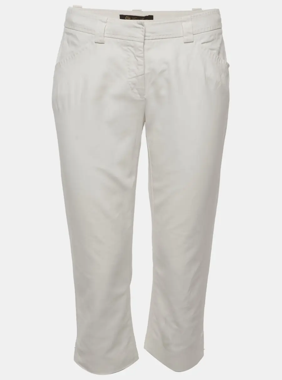 Loro Piana Off white Stretch Cotton Mid Rise Culottes M