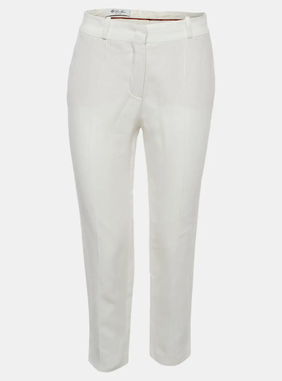 Loro Piana Off White Linen Regular Fit Trousers S