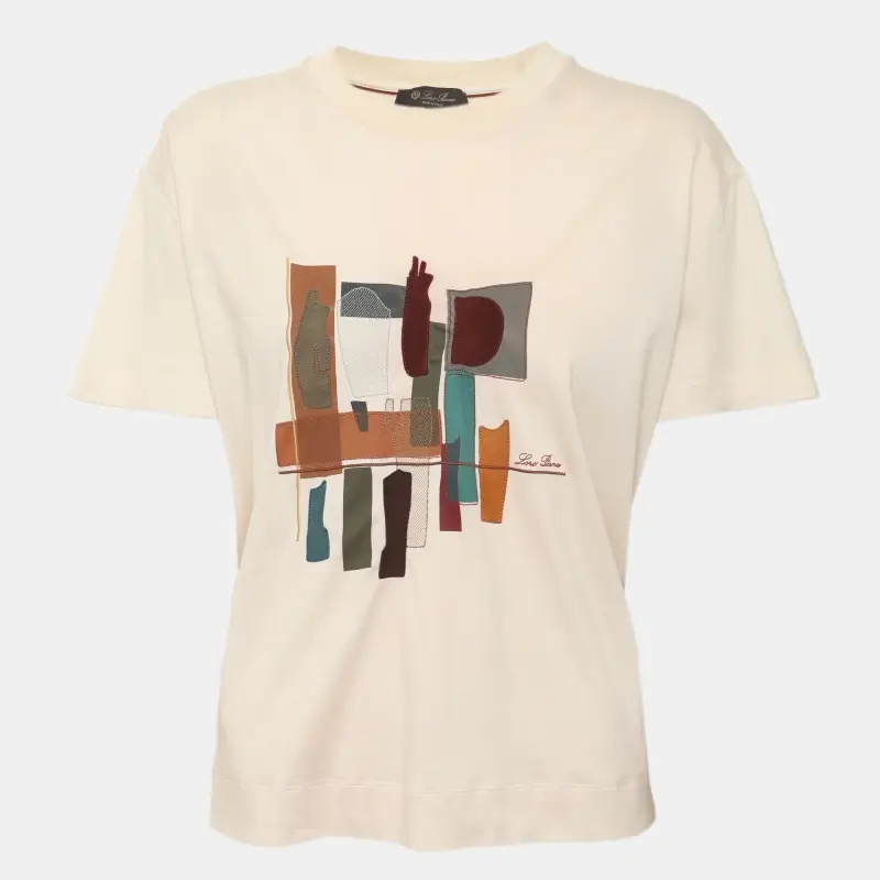 Loro Piana Cream Applique Cotton T-Shirt M
