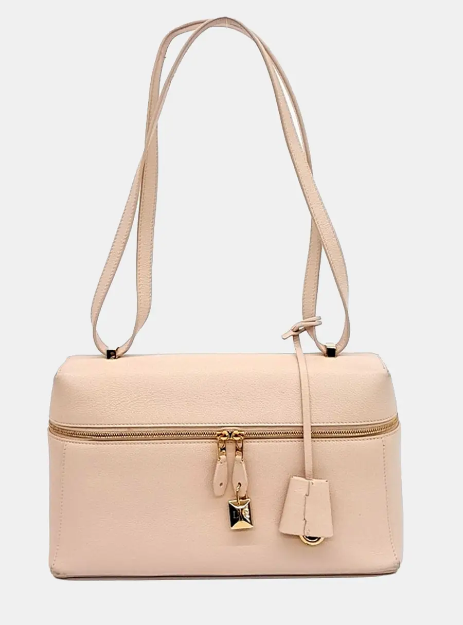 Loro Piana Extra L27 Pink Grained Leather Shoulder Bag