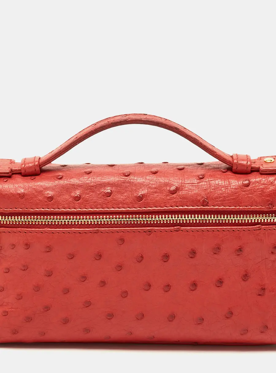 Loro Piana L19 Extra Pocket Red Ostrich Pouch