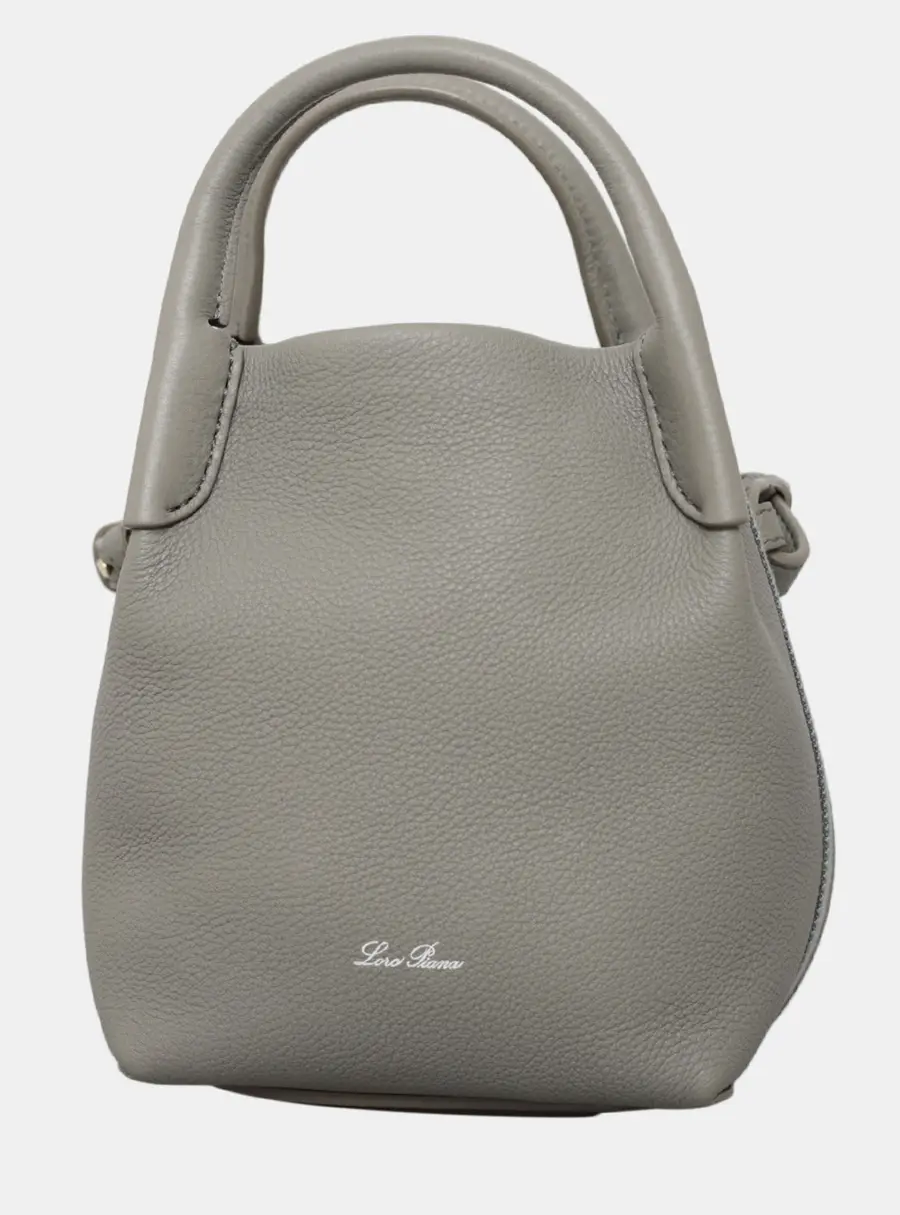 Loro Piana Micro Bale Bag Sage Green Grained Calfskin Leather Top Handle Bag