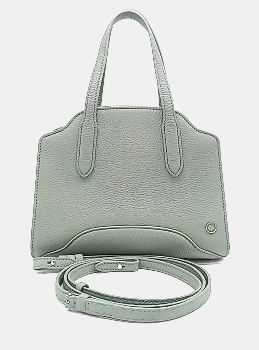 Loro Piana Secia Micro Light Green Grained Leather Satchel Bag