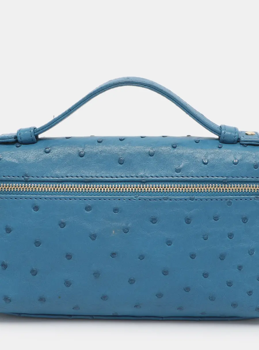 Loro Piana L19 Extra Pocket Blue Ostrich Pouch