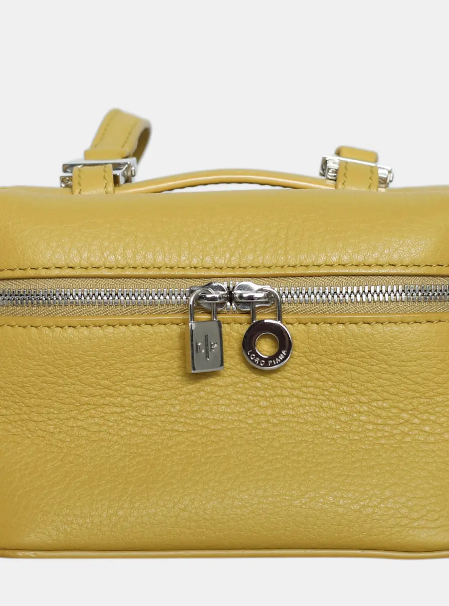 Loro Piana Extra Pocket L11.5 Yellow Grained Leather Top Handle Bag
