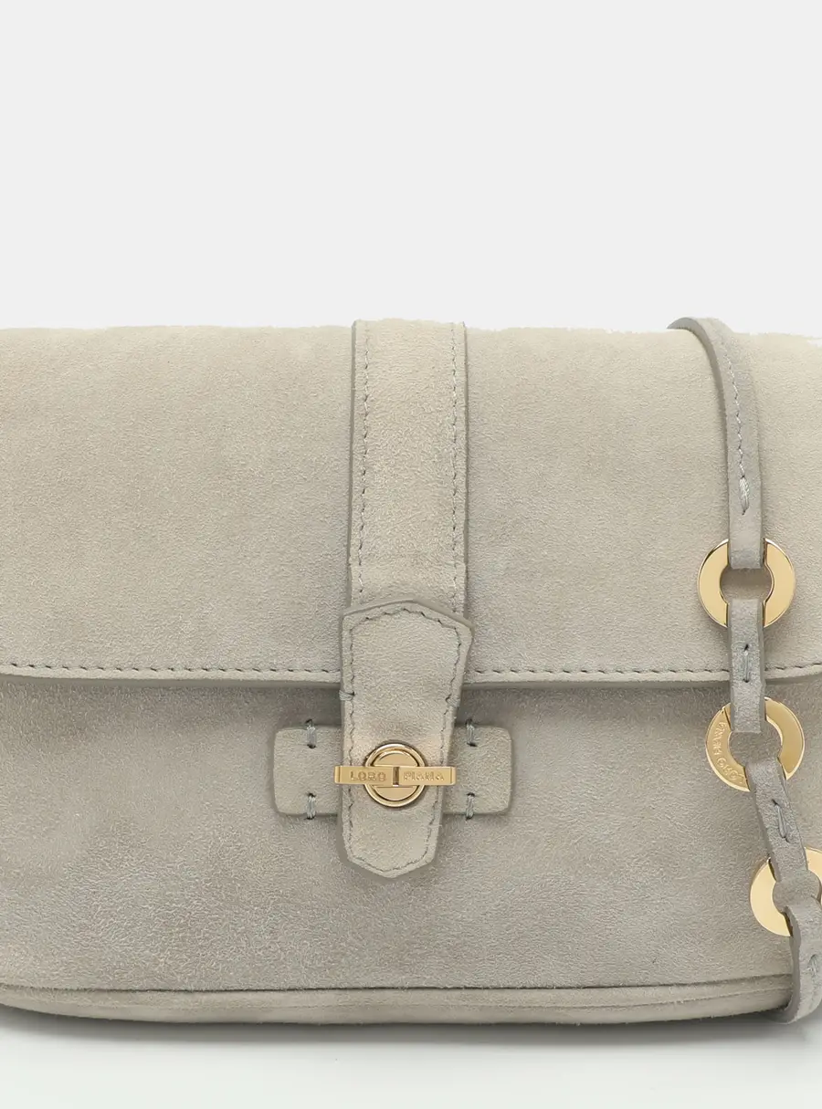 Loro Piana Tres Jolie Mini Grey Suede Crossbody Bag