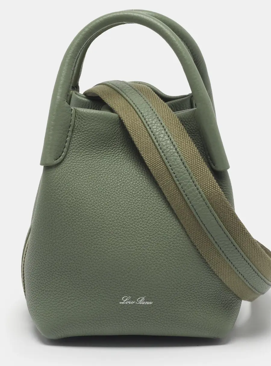 Loro Piana Bale Micro Green Leather Bag