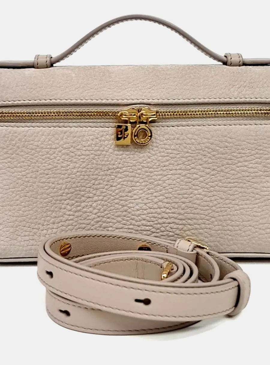 Loro Piana Beige Suede Extra Pocket L19 Pouch Bag
