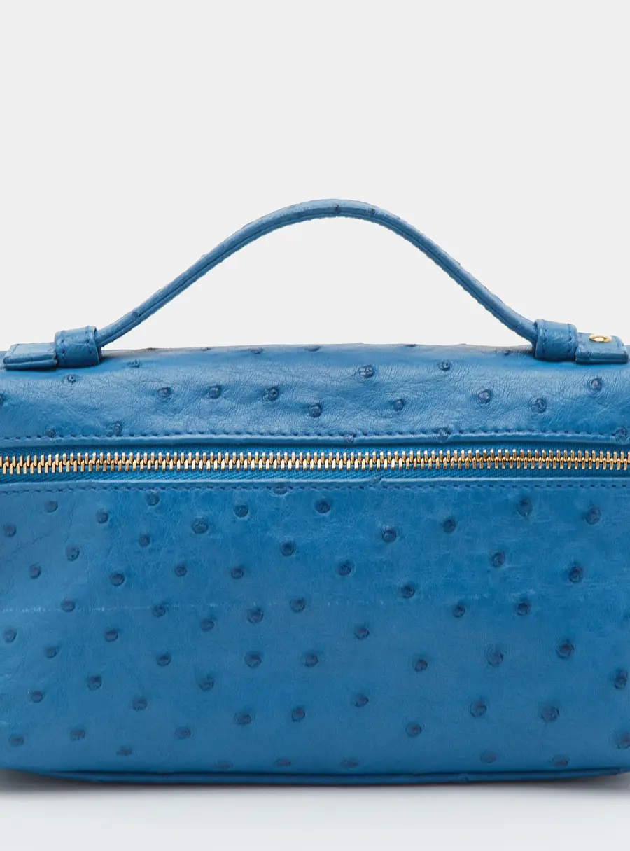 Loro Piana L19 Extra Pocket Blue Ostrich Pouch