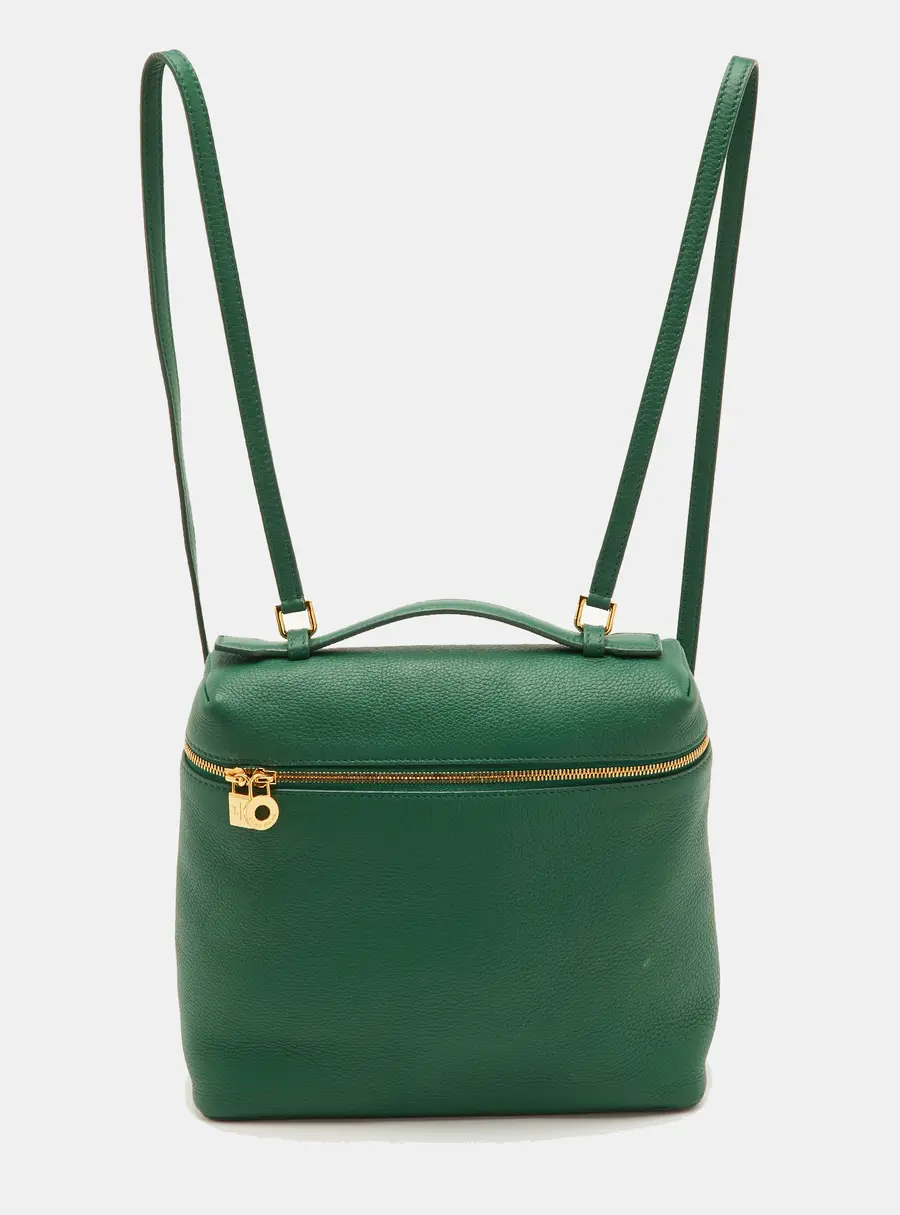 Loro Piana Extra Pocket L23.5 Green Leather Backpack