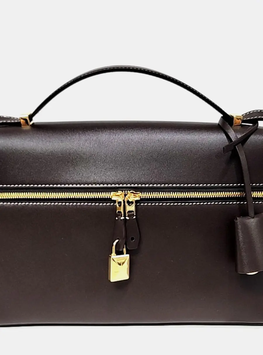 Loro Piana Extra Bag L27 Brown Smooth Leather Top Handle Bag