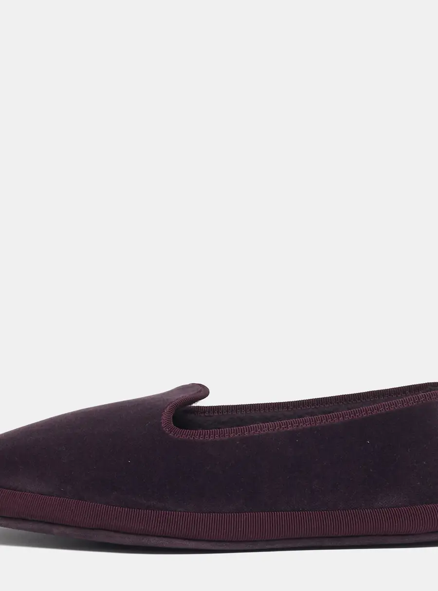 Loro Piana Venice Walk Size 39 Purple Velvet Smoking Slippers