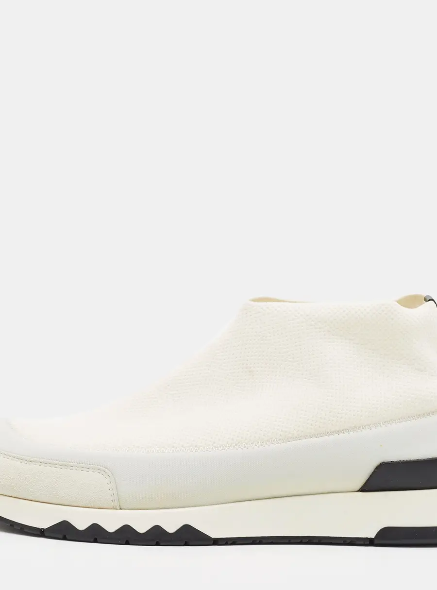 Hermes Tokyo Size 38.5 White Knit Fabric and Neoprene Slip On Sneakers
