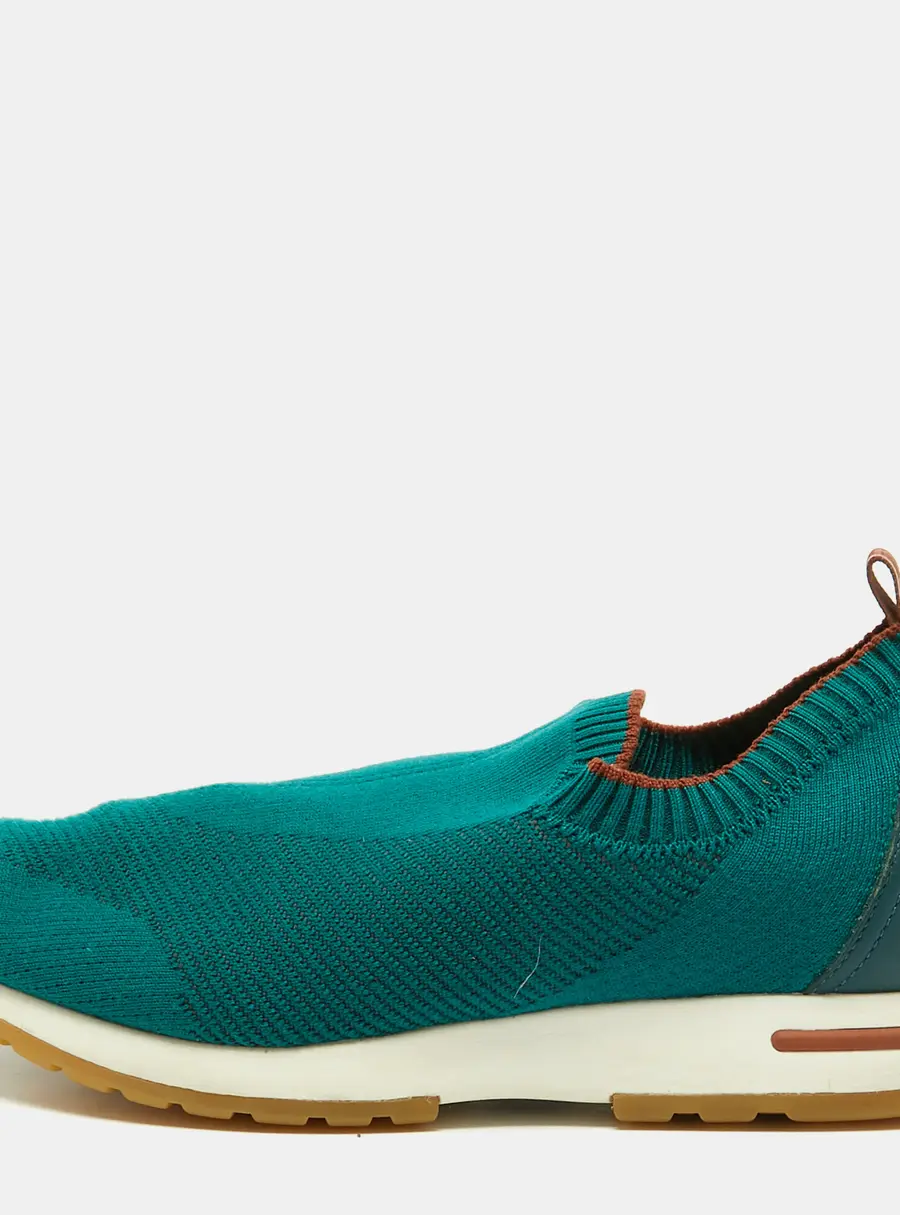 Loro Piana 360 LP Flexy Walk Size 41 Teal Green Knit Fabric Slip On Sneakers