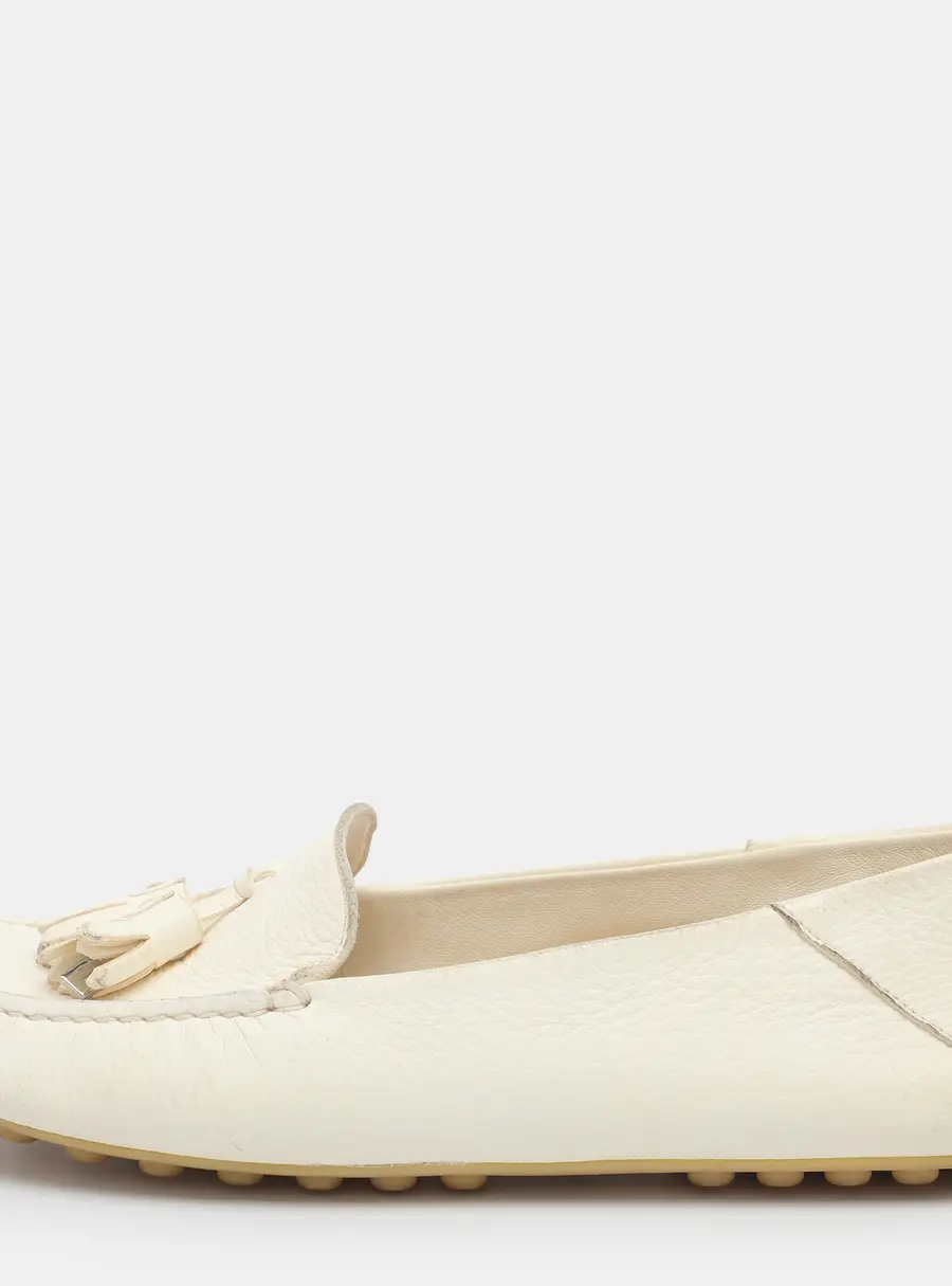 Loro Piana Dot Sole Walk Size 37.5 White Suede Loafers