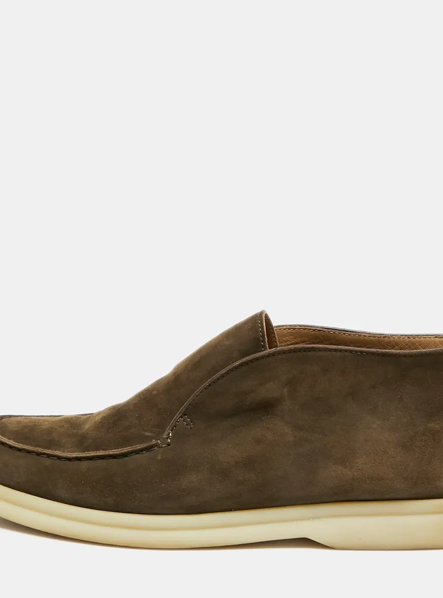 Loro Piana Open Walk Size 37 Olive Green Suede Ankle Length Boots