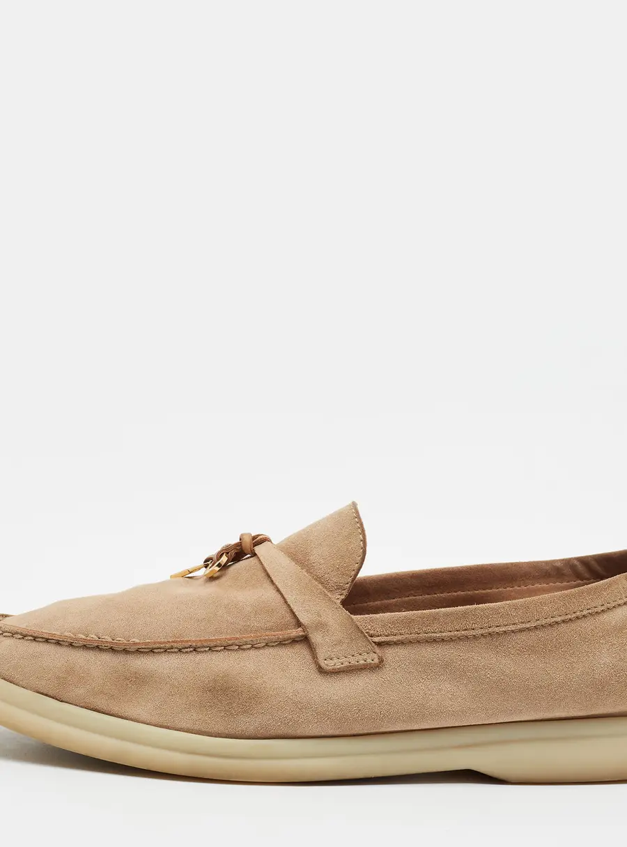 Loro Piana Summer Charms Walk Size 40 Beige Suede Loafers