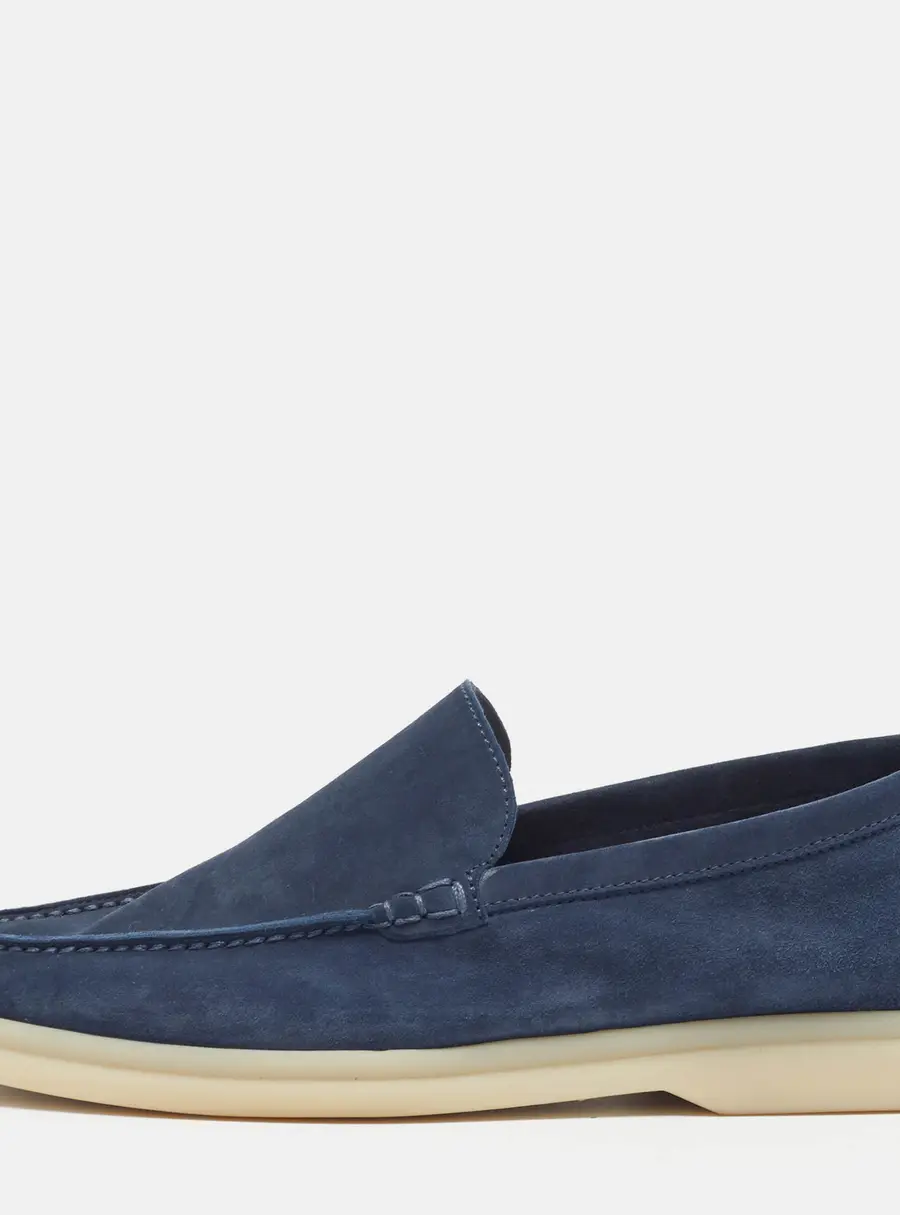Loro Piana Summer Walk Size 35 Navy Blue Suede Loafers