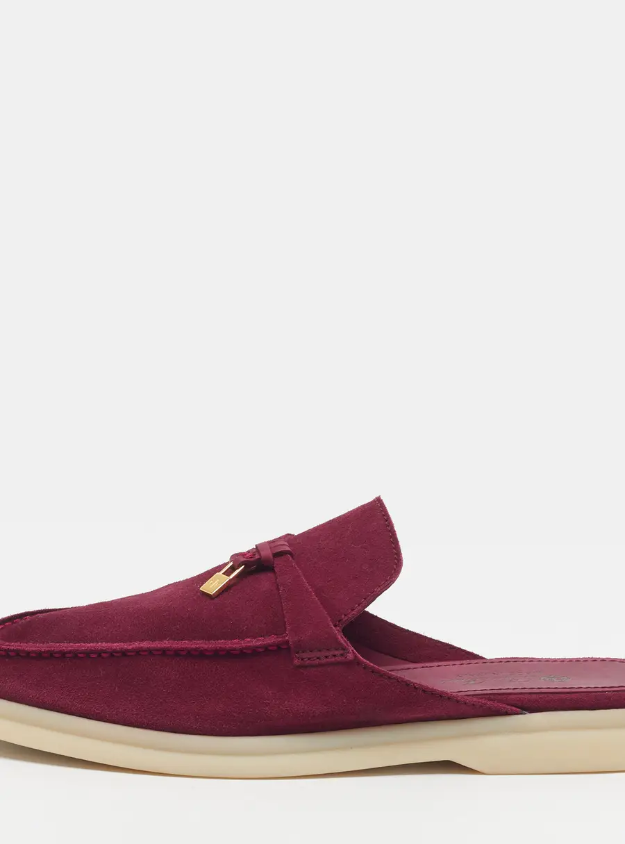 Loro Piana Babouche Charms Walk Size 40 Purple Suede Mules