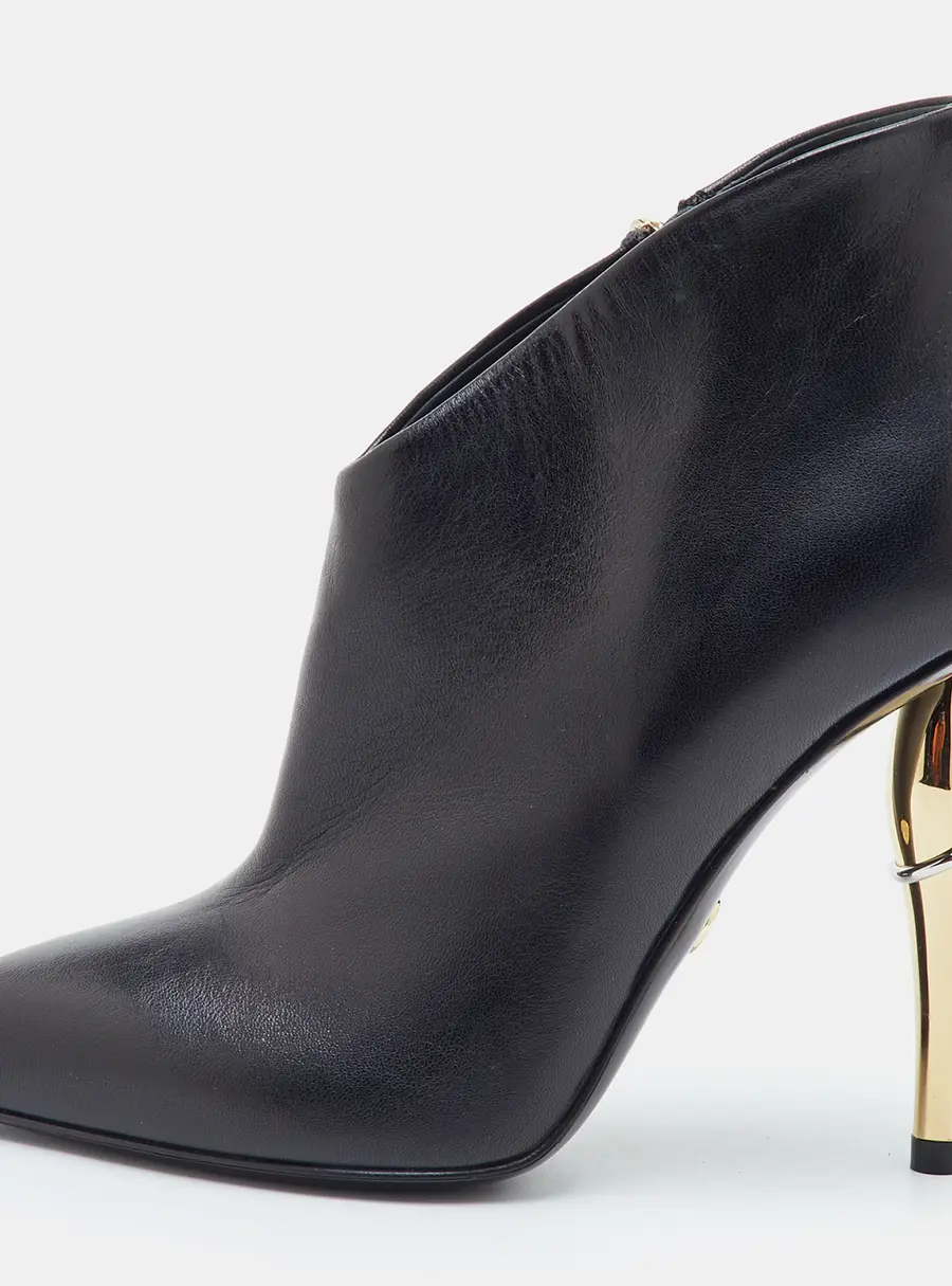 Loriblu Size 36 Black Leather Pointed Toe Ankle Length Boots