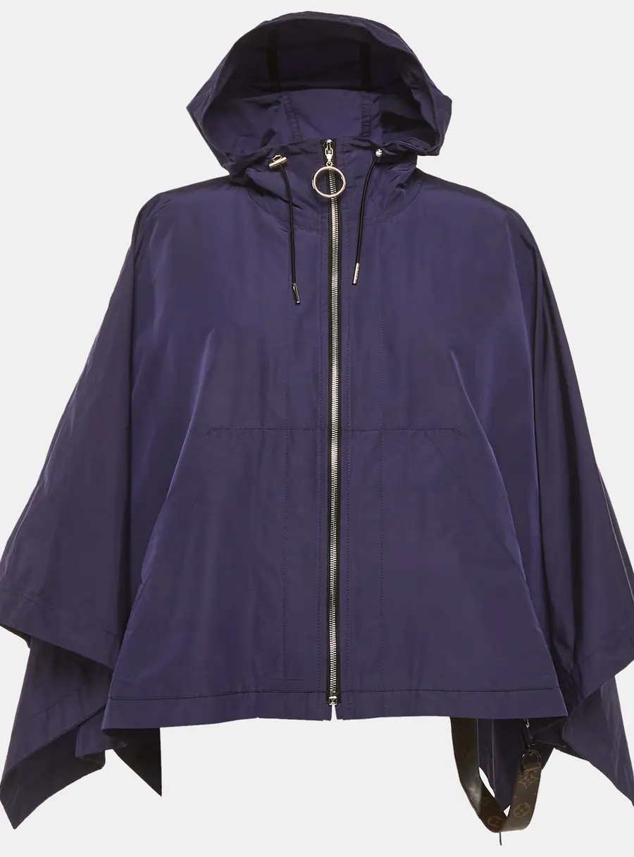 Louis Vuitton Blue Cotton Blend Zip-Up Cape S