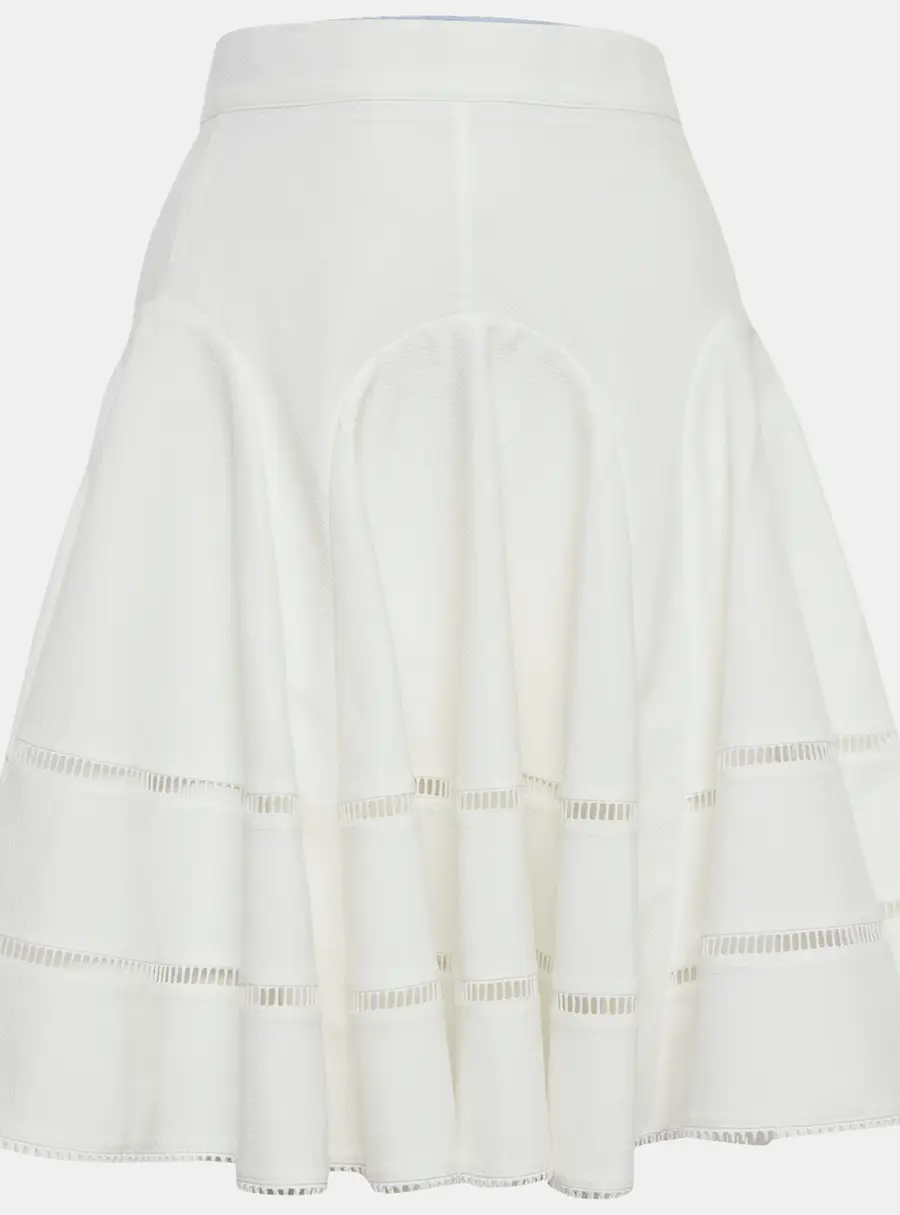 Louis Vuitton White Jacquard Flared Mini Skirt M